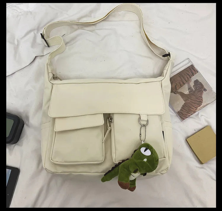 Korean Ulzzang Messenger Bag Women New 2023 Nylon Bags Multipockets Crossbody Bags For Women School Book Shoulder Bag Girls Sac - reetell