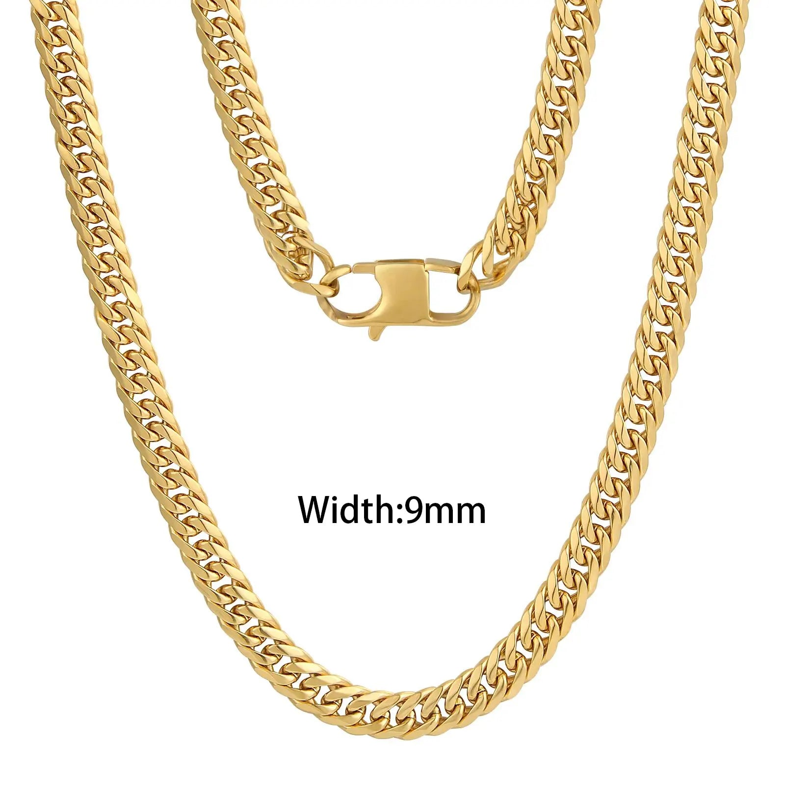 18k Gold Plated Mens Curb Cuban Link Chain Necklaces 316L Stainless Steel Bracelet Hip Hop Jewelry Gifts