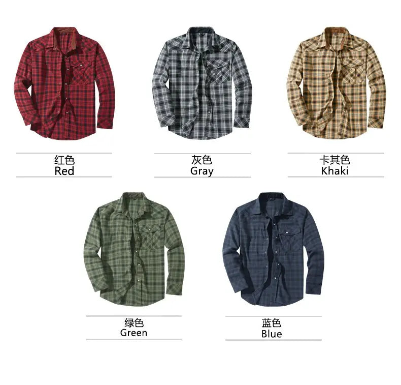 2024 Spring and Autumn New Fashion Plaid Flannel Long-Sleeved Shirt Men's Casual Relaxed Comfortable Breathable Plus-Size Shirt