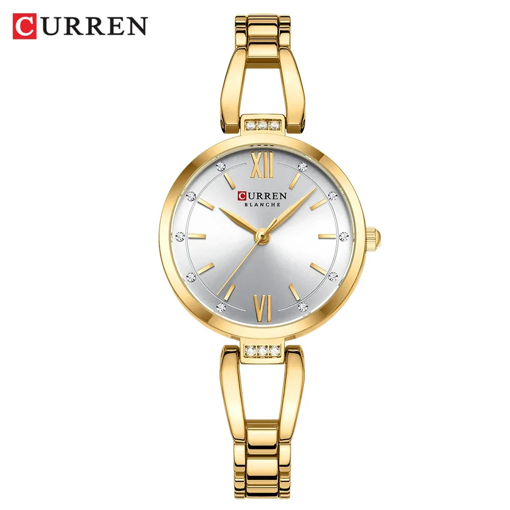 CURREN Women's Watches Elegant Fashion Original Quartz Watch for Laides Waterproof Stainless Steel Simple Luxury Daily Wear