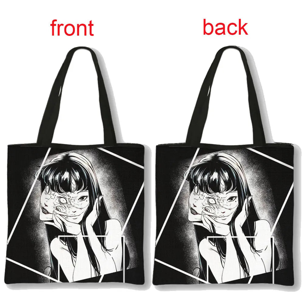 Horror Manga Tomie Women Handbag Large Capacity Totes Bag Hip Hop Junji Ito Shoulder Bag for Travel Girls Reusable Shopping Bags