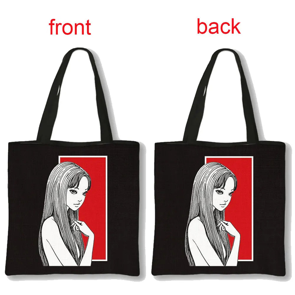 Horror Manga Tomie Women Handbag Large Capacity Totes Bag Hip Hop Junji Ito Shoulder Bag for Travel Girls Reusable Shopping Bags