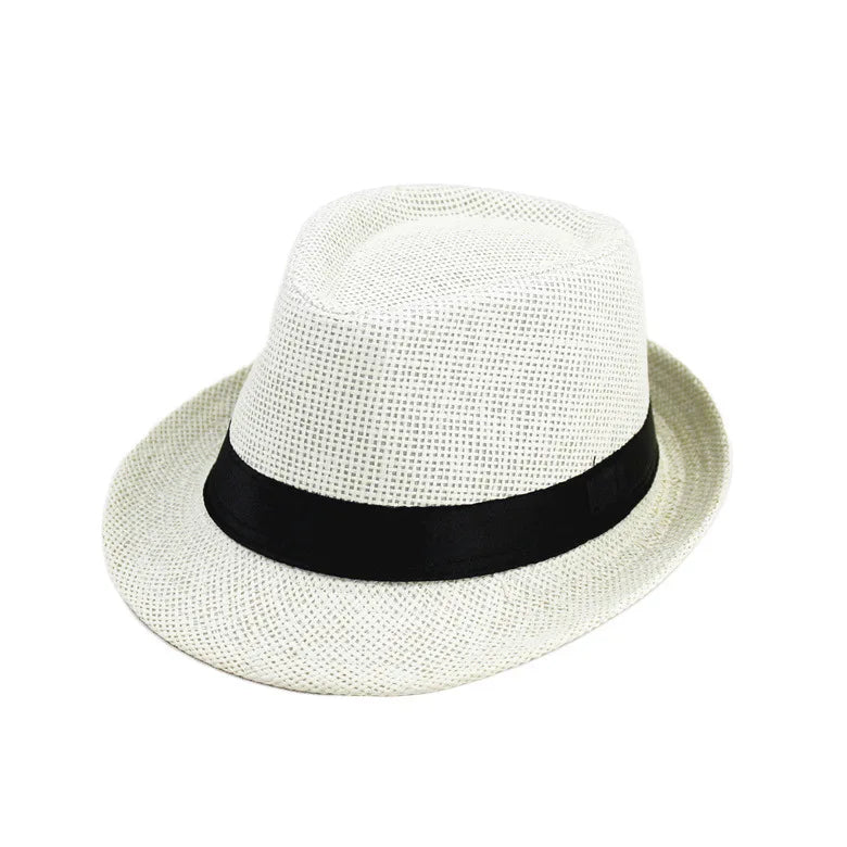 Linen Panama Solid  Jazz Hat Cowboy  Men's Women's Children's British Sun Hat