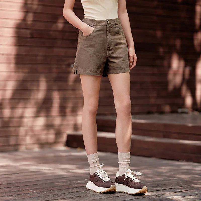 Semir Casual Trousers Women High Waisted Open Show Leg Length 2024 New Summer Ins Tide Simple Basic Shorts Versatile - reetell