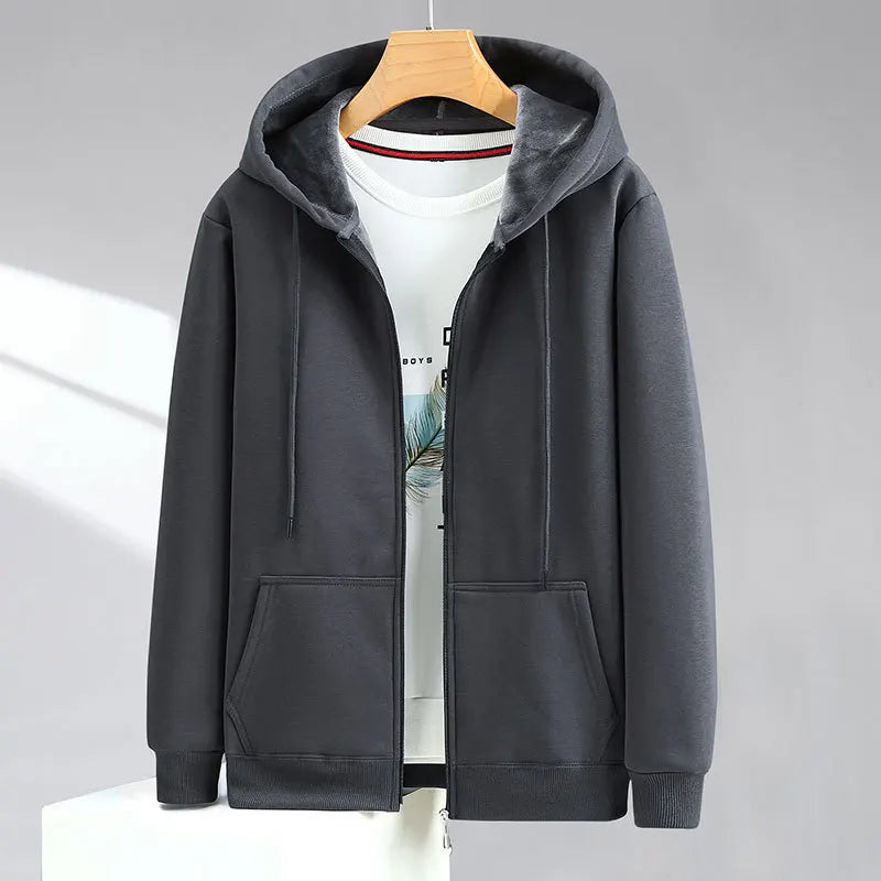 2024 Men Zip Oversized Hoodie Plus Sized Fleece Hood Long Sleeve Top Male Sweatshirt Zipper Loose Baggy Big Size Plus Large 12XL