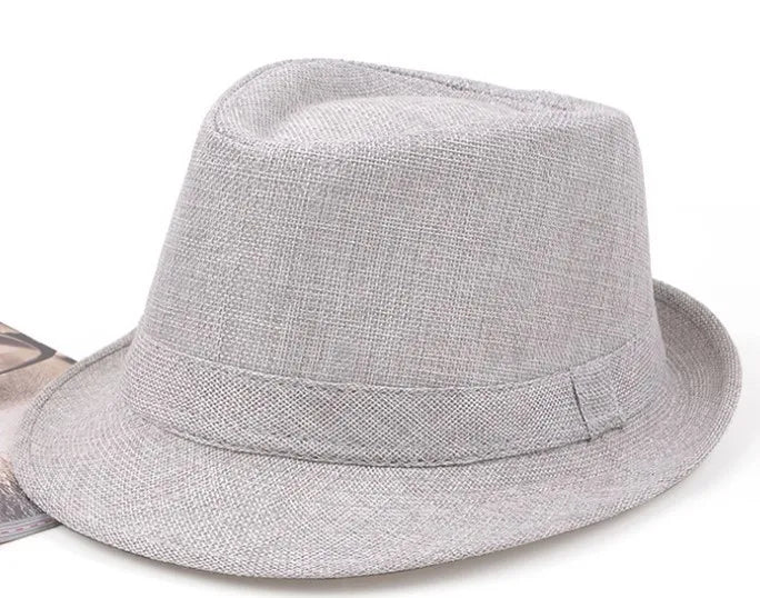 Linen Panama Solid  Jazz Hat Cowboy  Men's Women's Children's British Sun Hat