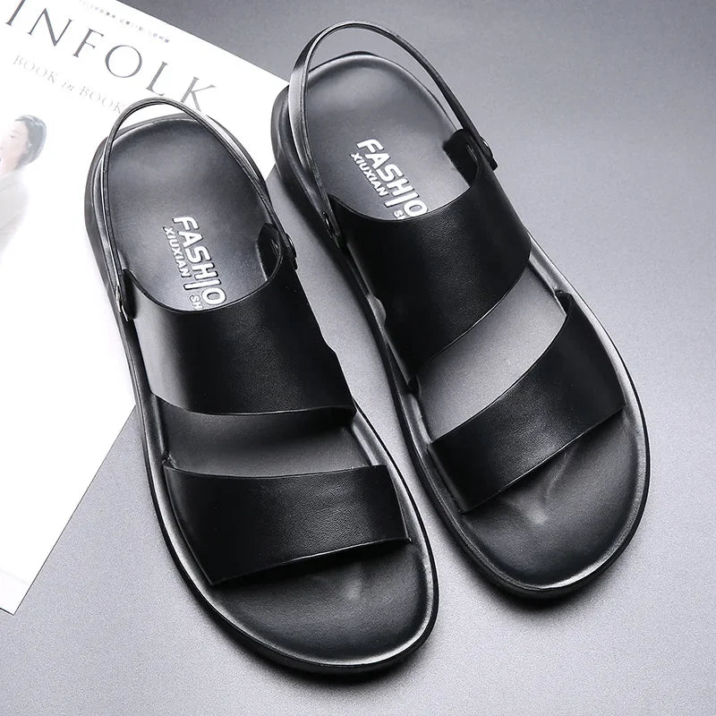 Brand New Shoes for Men Gladiator Genuine Leather Sandals Cow Leather Casual Slipper Man Cool Beach Shoes