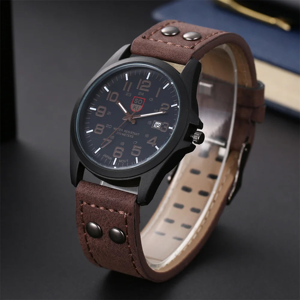 Casual Leather Strap Number Dial Quartz Wristwatch Fashion Men Watches for Man Simple Sport Style Male Clock relogio masculino