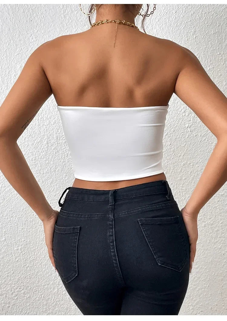 Sexy Bodycon Crop Tube Top, Solid Stretchy Tube Top, Casual Every Day Tops, Women's Clothing - reetell