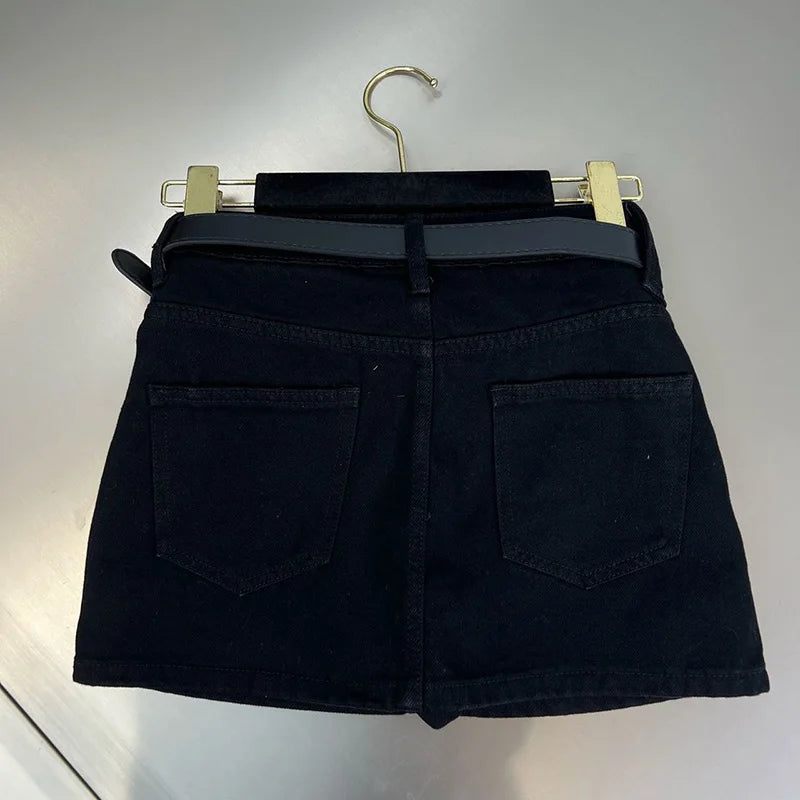 Fashion High Waist Denim Mini Skirt Women's 2023 Summer New Fashion Button Zipper Slim Fit Korean Street  Casual A-line Skirt - reetell