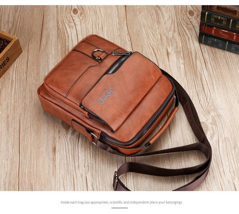 JEEP BULUO Crossbody Messenger Bags Business Casual Handbag Brand Shoulder New High Quality Leather For Men Business Casual Fash