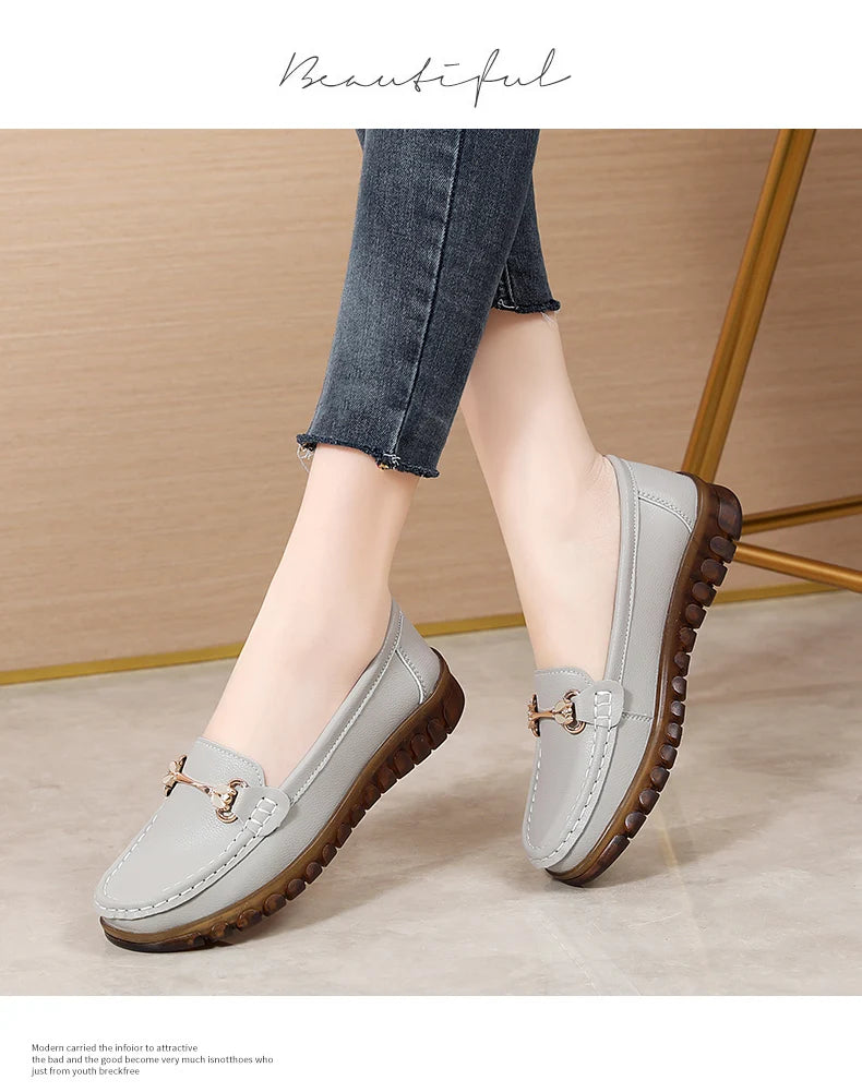 2024 New Classic Leather for Women Fashion Casual Comfortable Loafers Ladies Women Flat Soft Shoes - reetell