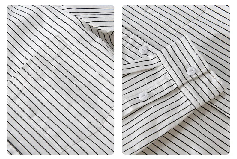 2024 Spring Autumn New Cargo Striped Long Sleeve Shirts for Men Clothing 100% Cotton Casual Soft Streetwear FY9678