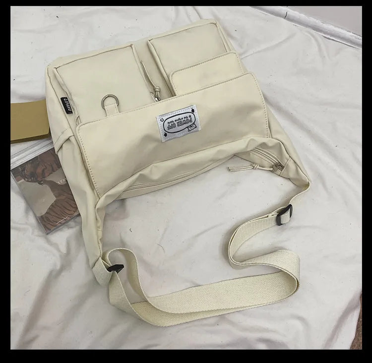 Korean Ulzzang Messenger Bag Women New 2023 Nylon Bags Multipockets Crossbody Bags For Women School Book Shoulder Bag Girls Sac - reetell