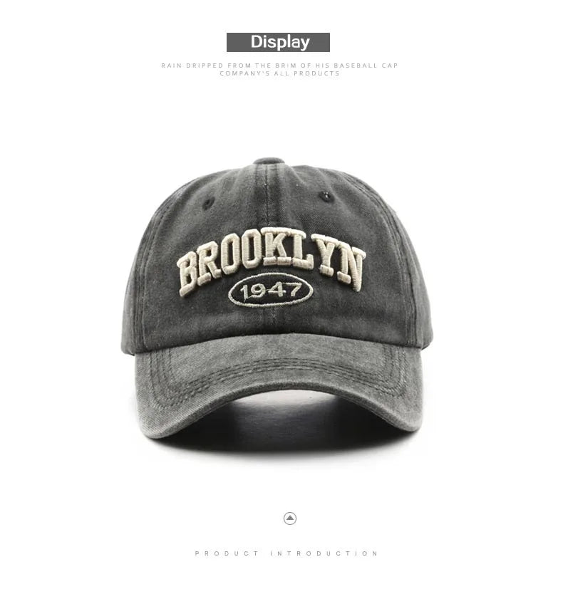 Retro brooklyn Letter Embroidery Baseball Caps Spring Summer Men Women Cotton Adjustable Casual Hat Hip Hop Streetwear Sun Hats