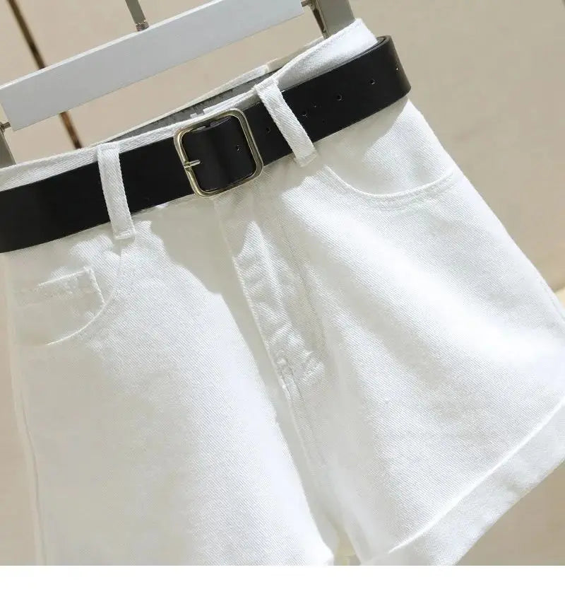 High Waisted Denim Shorts 2024 Summer New Style Women's Loose Fitting Hot Pants Versatile Slimming Wide Leg Pants Korean Version - reetell