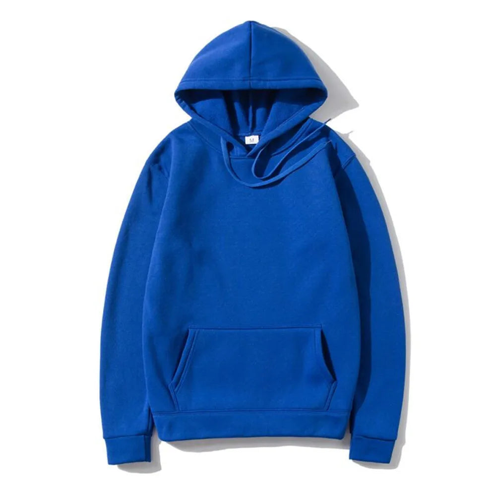 Solid Color Plus Size Hoodie Mens Smooth Sports Pullover Sweatshirt - reetell