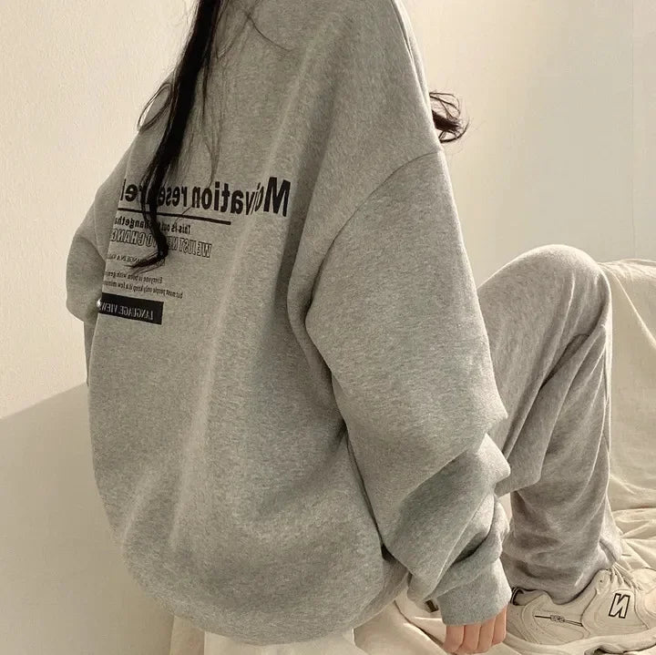 2024 Spring Autumn Women Sweatshirts Long Sleeve Oversized Hoodies Casual Letter Print Loose Pullovers Tops Harajuku Streetwear - reetell