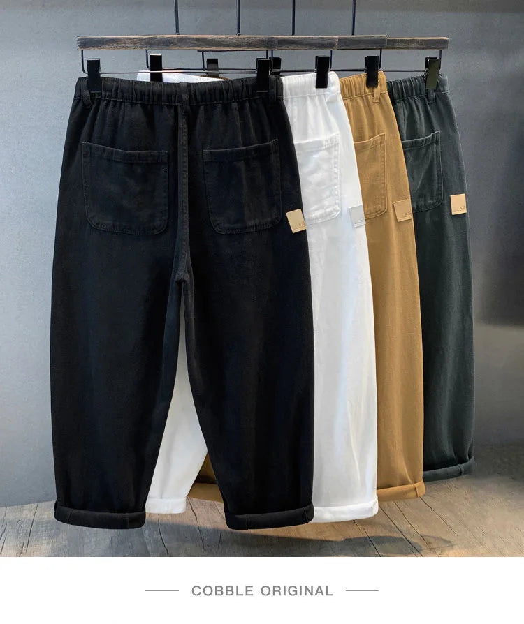 2023 Spring and Autumn New Fashion Solid Color Loose Wide Leg Haren Pants Men Casual Comfortable Large Size High-Quality Jeans - reetell