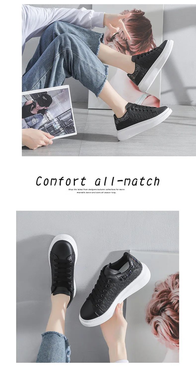 Sneakers for Women New Fashion Platform Shoe Spring Autumn Casual Flats Female Thick Sole Breathable White Vulcanized Shoes