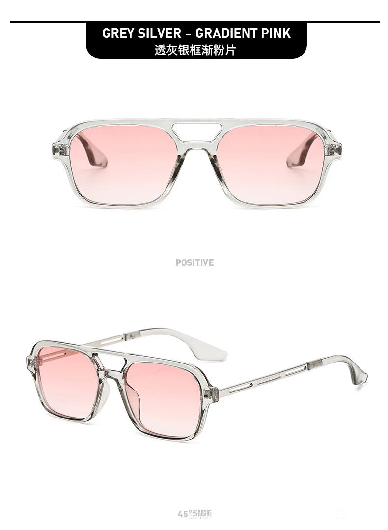 Retro Aviator Sunglasses for Women Men,Trendy Rectangle Womens Mens Shades Sun Glasses - reetell