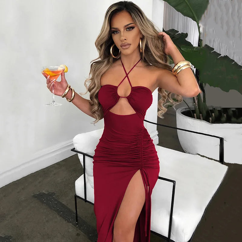 Sleeveless Sexy Female Midi Backless Dresses Slim Night Club Party Women's Dress Bodycon Vestidos Elegantes Para Mujer - reetell