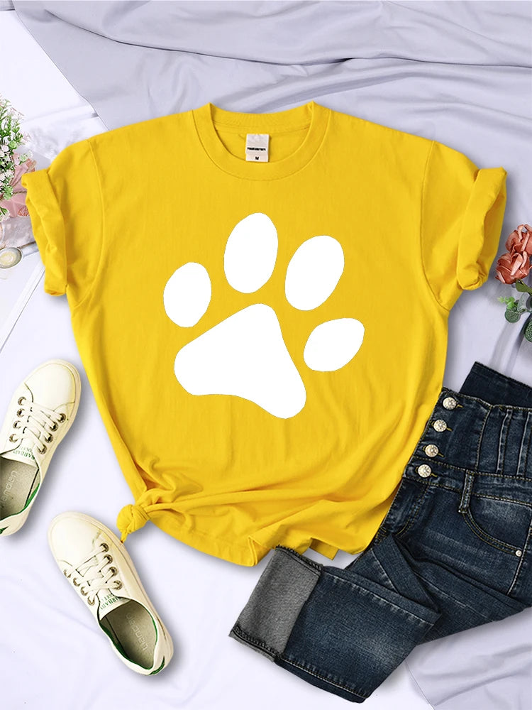 Funny Puppy Paw T Shirt For Women Street Personality Trend Tops Casual Vintage Tee Clothing Breathable O-Neck Womens T-Shirts - reetell