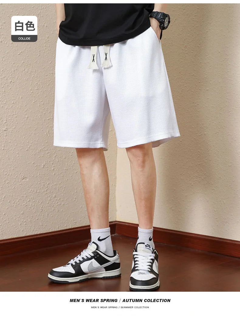 2024 Summer Men's Bermuda Shorts Loose Straight Barrel Beach Shorts Fashion Knitted Casual Pants 4Xl Versatile Thin Shorts - reetell