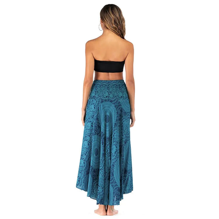 Summer Long Skirts Women Bottom Boho Vintage Two Way Wear Beach Dress Maxi Skirt Woman Clothes Saia Jupe Femme Bohemian Faldas - reetell