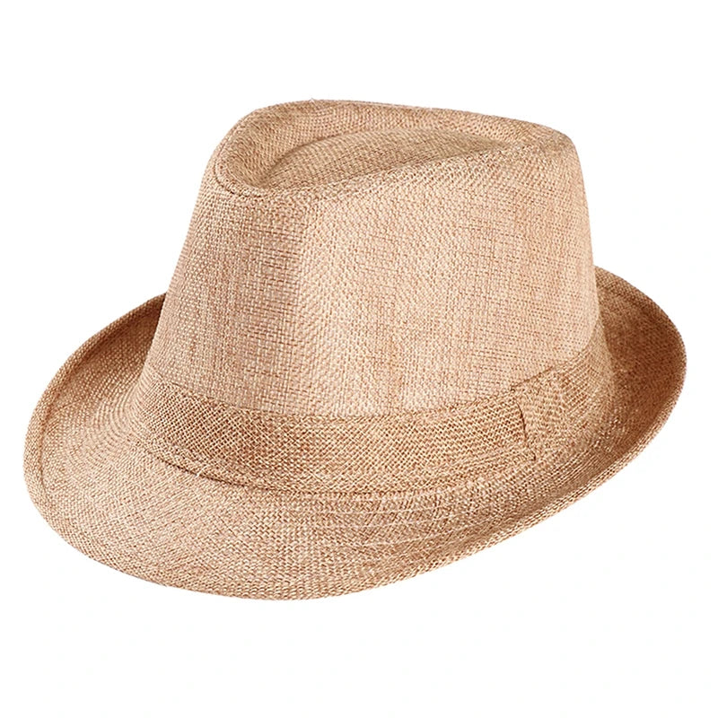 Men Women Fashion Jazz Hat Breathable Linen Cowboy Caps Straw Weave Sun Hats Summer Retro Chapeau Fedoras 1920s Classic Panama