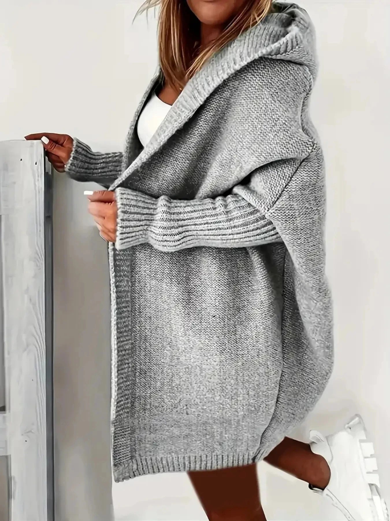 Hooded Knitted Cardigan Long Sleeve Casual Sweater For Winter & Fall Women's Clothing - reetell