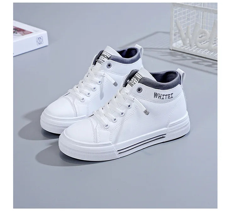 Women's Fashion High-top Breathable Sneakers 2023 Trend White Flat Casual Sports Designer Running Shoes for Woman Tennis Ladies - reetell