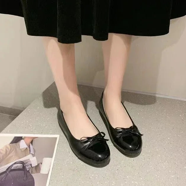 Women's Flat Shoes Comfort Non-slip Ladies  Leather Flats Elegant Bowknot Women's Single Shoes Mother's Shoes - reetell