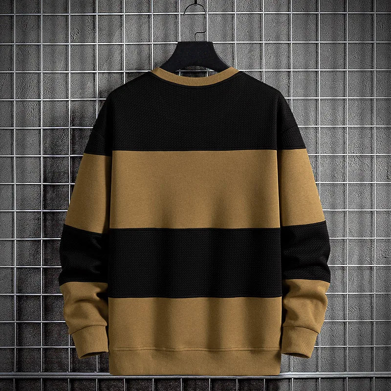 2024 Spring Men Stripe Sweatshirt Cotton Oversized Hoodies Men Long Sleeve O-Neck Pullovers Male Streetwear Fashion Tops 6Xl 8Xl - reetell