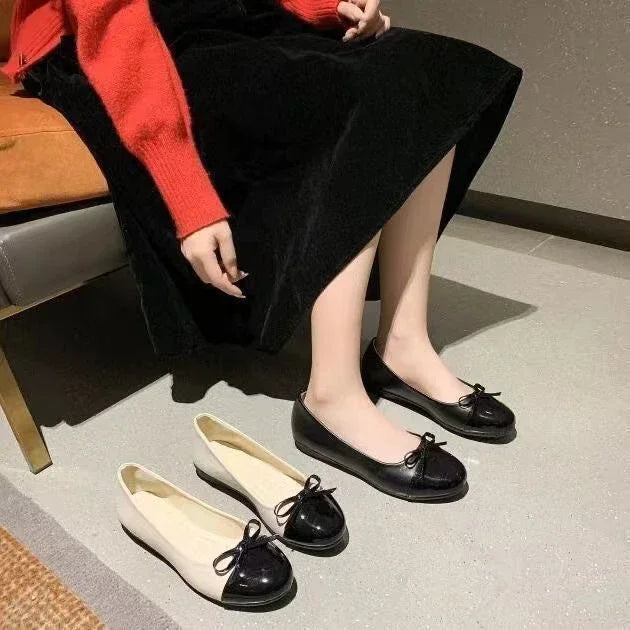 Women's Flat Shoes Comfort Non-slip Ladies  Leather Flats Elegant Bowknot Women's Single Shoes Mother's Shoes - reetell