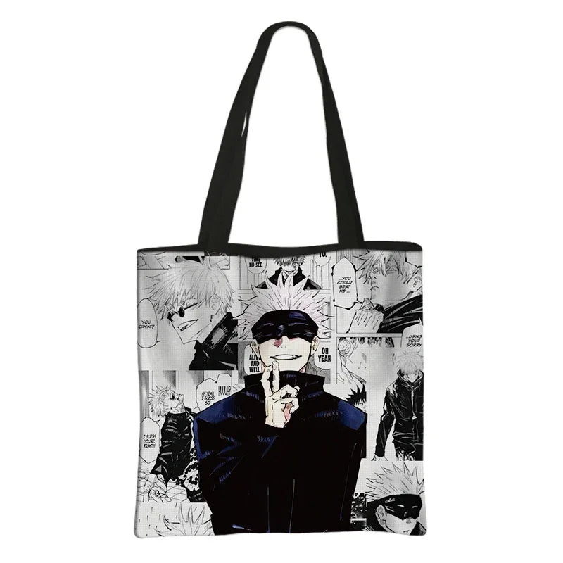 Japanese Anime Jujutsu Kaisen Tote Bags Gojo Satoru Tops Yuji Itadori Girls Shoulder Bag Women Handbag Beach Party Shopping Bag