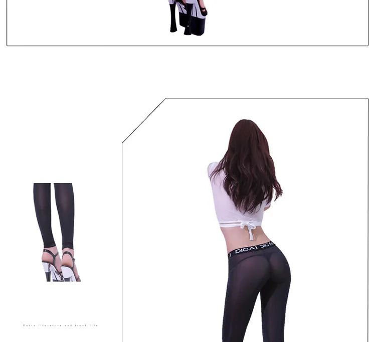 Low Waist Ice Silk Pencil Pants Sexy Women's Wrap Hip Tights High Elastic Transparent Skinny Woman Trousers Lift Butt Clothing - reetell