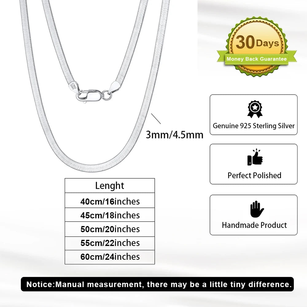 ORSA JEWELS Italian 925 Sterling Silver 2.6mm 3.7mm 5.0mm Flat Mariner Chain Necklace for Women Men Fashion Silver Jewelry SC78