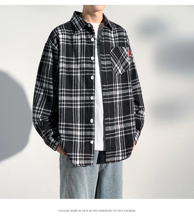 Plus Size 9xl 8xl Men Shirt Plaid Flannel Dress Formal Long Sleeve Casual Business Designer High Quality Thick Big Dropshipping - reetell