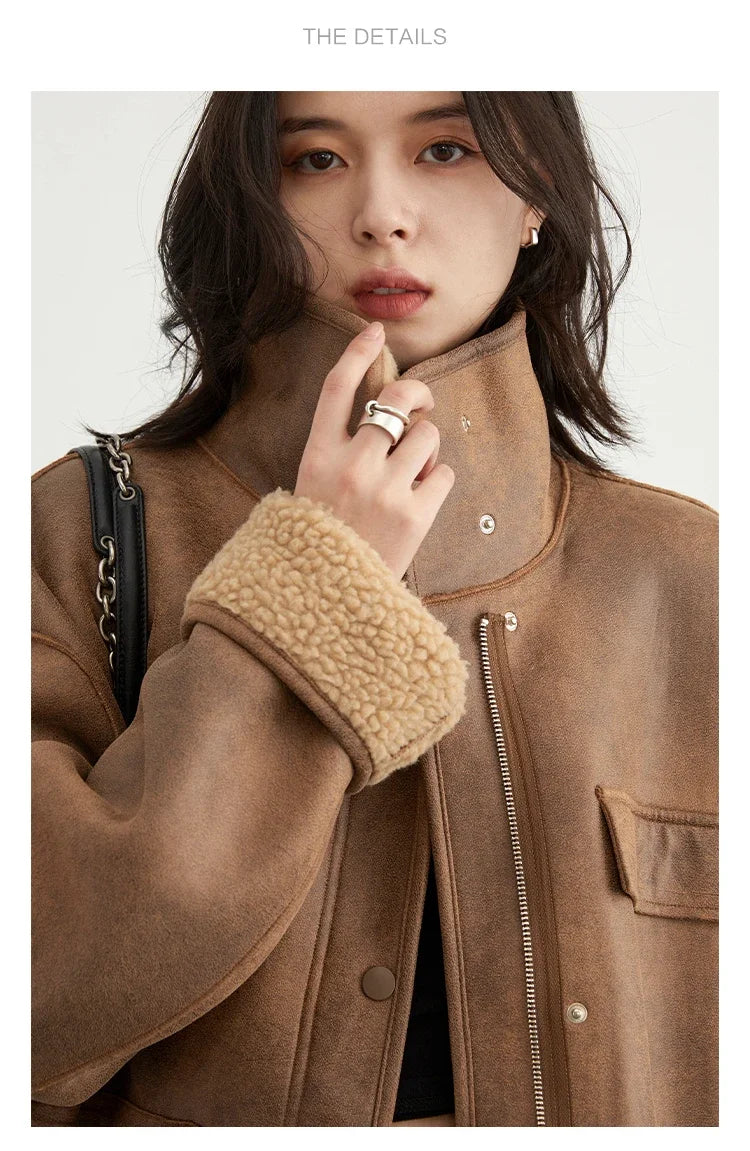 CHIC VEN Women's Jackets Casual Loose Stand Up Collar Coats Reversible Streetwear Female Warm Clothing Autumn Winter New 2024