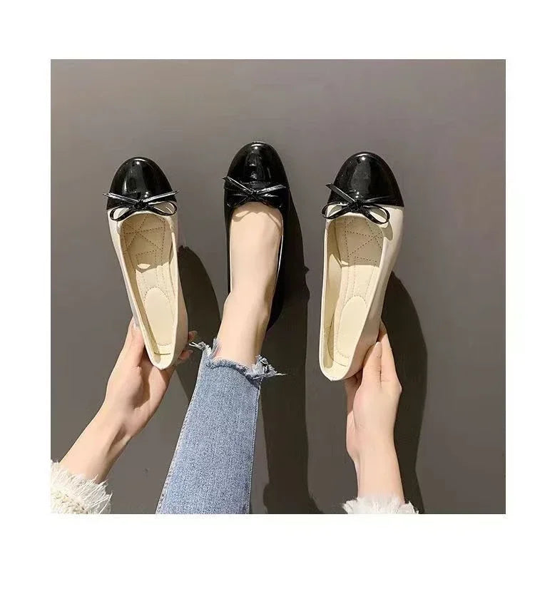 Women's Flat Shoes Comfort Non-slip Ladies  Leather Flats Elegant Bowknot Women's Single Shoes Mother's Shoes - reetell