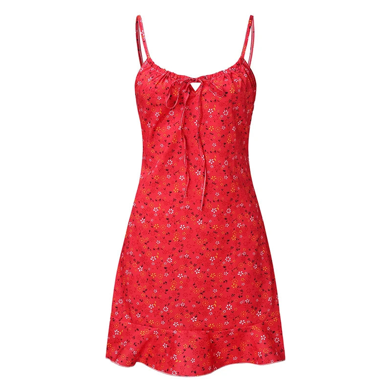 Women's Sexy Casual Home Small Floral Camisole Dress Summer Comfortable Skirt - reetell