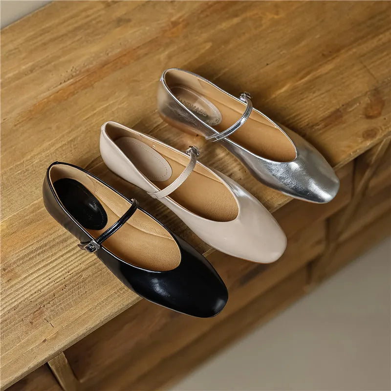 FEDONAS Concise Comfortable Casual Women Flats Spring Summer Office Ladies Genuine Leather Mary Janes Shoes Woman Retro Style