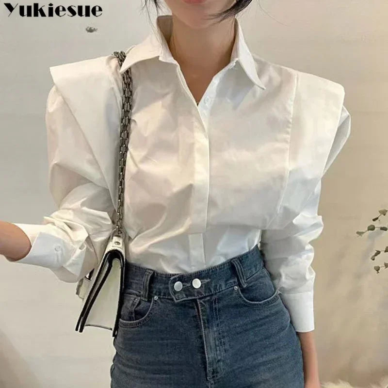 Women's Shirt Autumn 2023 New Chic Long-Sleeve Loose Blouses Street Elegant Tops Shirt OL office women blouses and tops shirts - reetell