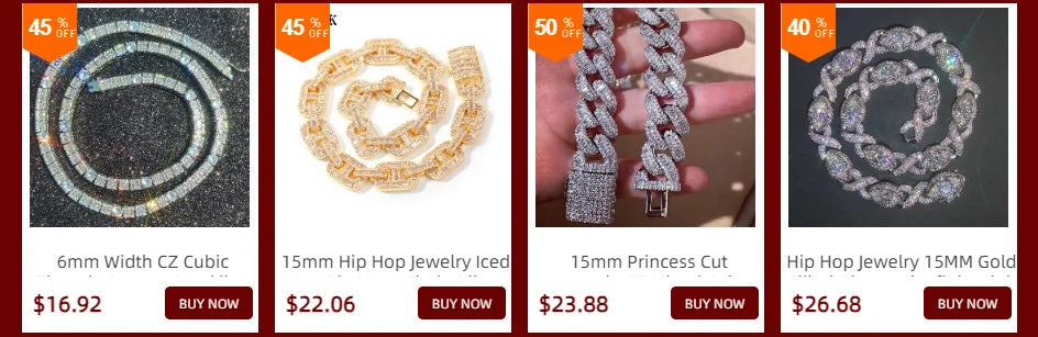 Iced Out 10-20mm Mens Miami Cuban Link Necklace Hip Hop CZ Cubic Zirconia Bling Prong Cuban Chain