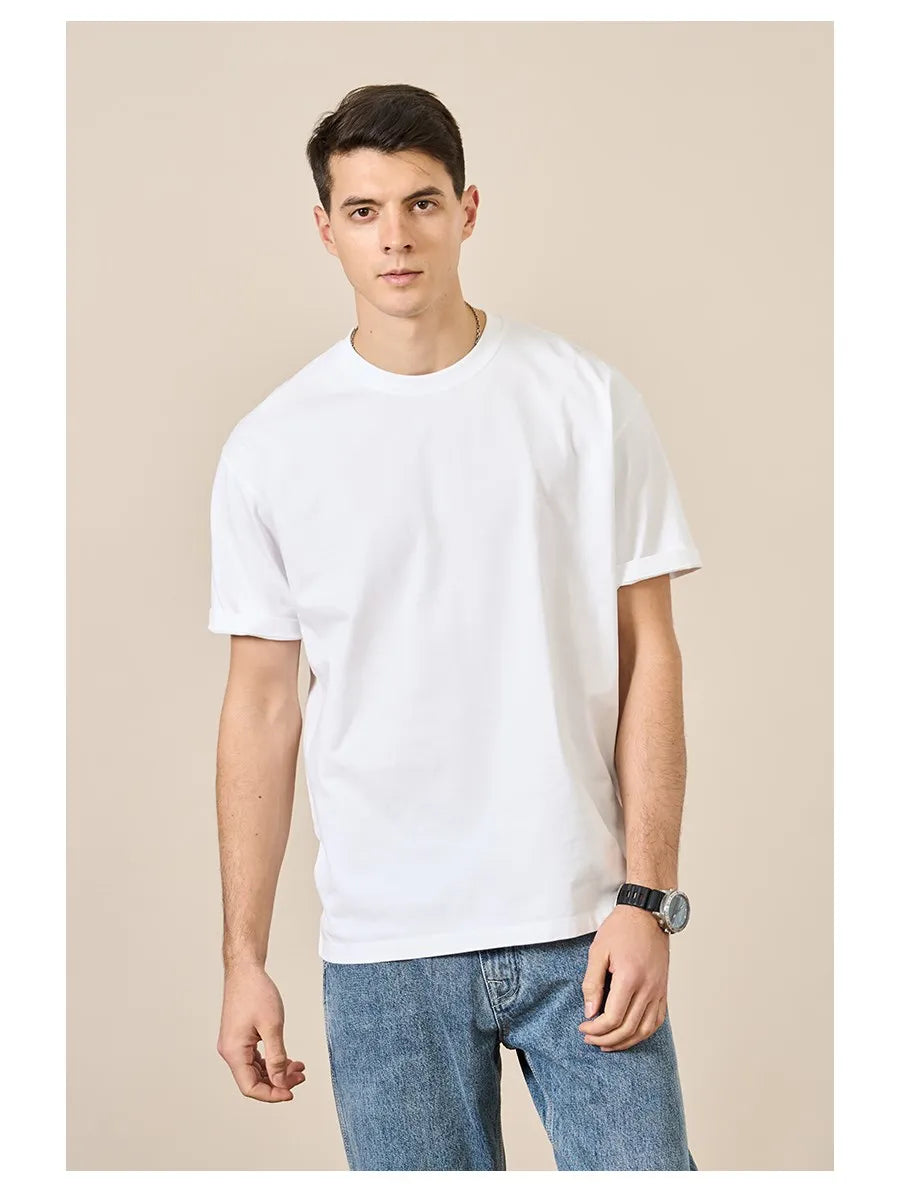 SIMWOOD 2024 Summer New 100% Cotton White Solid T Shirt Men Causal O-neck Basic T-shirt Women High Quality Classical White Tops