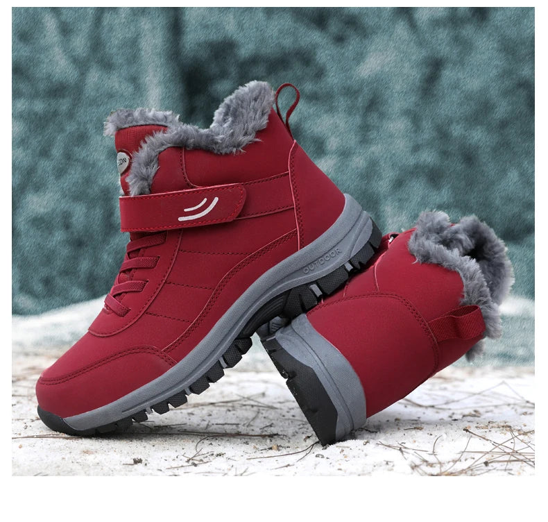 Winter Women Snow Boots Warm Plus Velvet Men Cotton Shoes Windproof Women's Boots Comfortable Casual Shoes Non-slip Hiking Boots - reetell