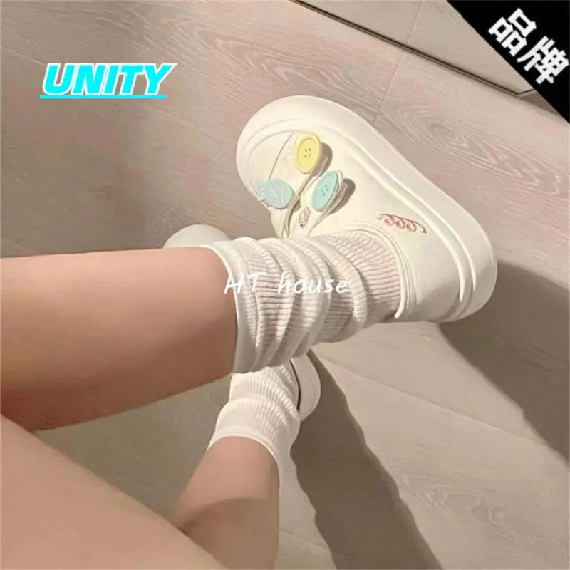 Kawaii Fish Platform Sneakers White Shoes Woman Casual Flats Spring Summer Tennis Female Vintage Vulcanize Cute Footwear Korean