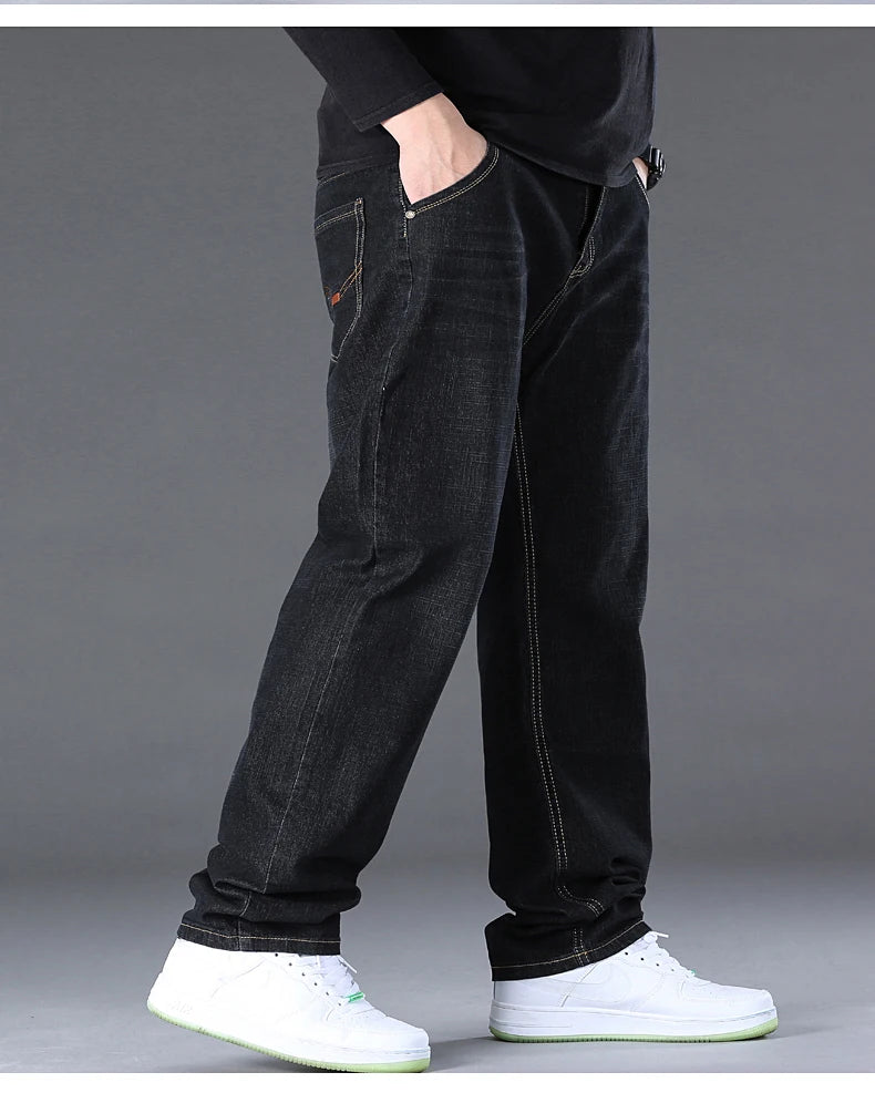 Men's Jeans Pants Big Size 50 High Stretch Denim Fabric Large Size Pants for 45-150kg Jeans Hombre Wide Leg Jeans Pantalon Homme - reetell