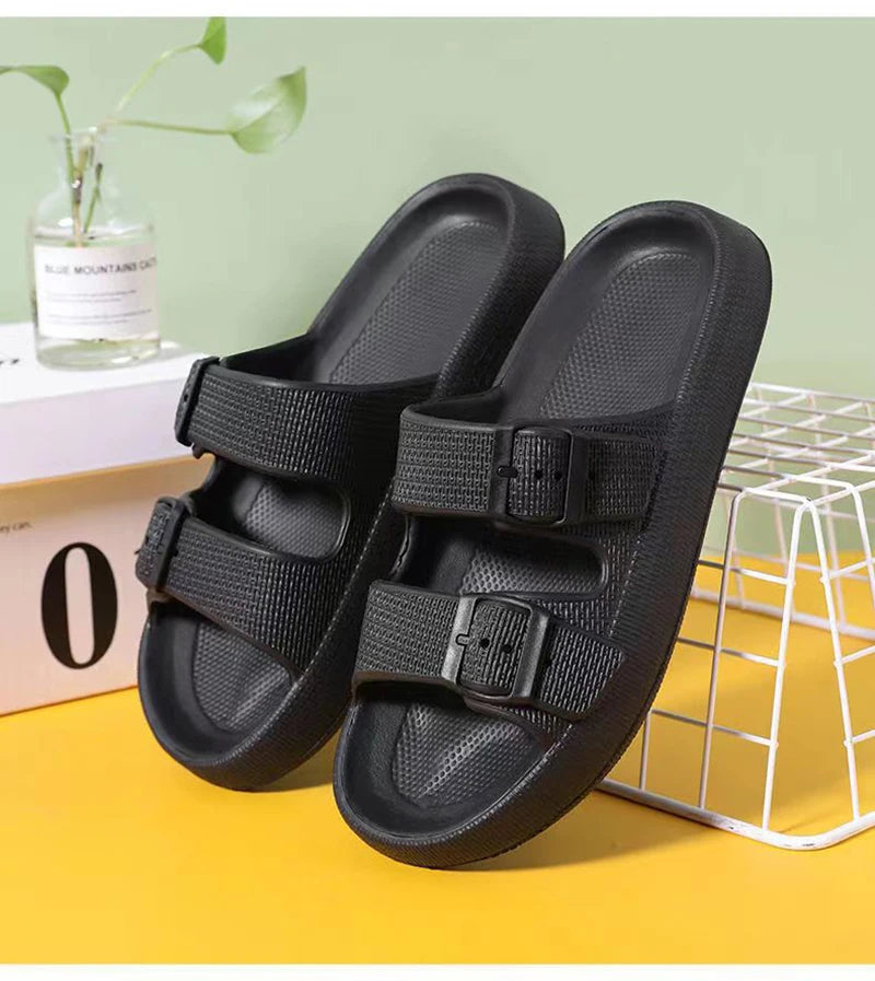 Soft Sole Home Slippers Men Summer Adjustable Buckle Non-Slip Beach Flip Flops Man Comfortable Thick Bottom Platform Sandals